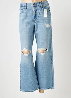 Jean Large Fille Effet Usé - Coupe Loose, Fermeture Boutons, Ceinture Élastique, 5 Poches (dont 3 Rivetées)