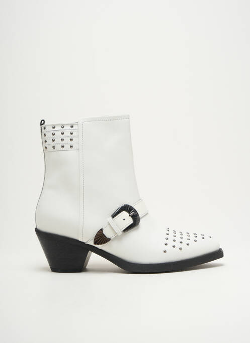 Bottines/boots matière lisse talon plat jusqu'à 3cm blanc GEOX femme