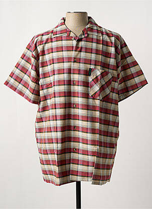 Chemise manches courtes imprimé carreaux rouge LA FORESTIERE homme
