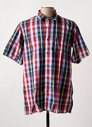 Chemise manches courtes imprimé carreaux rouge GIVERDY homme