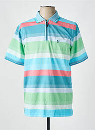 Polo imprimé rayures manches courtes bleu HAJO homme