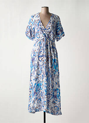 Robe longue manches courtes manches courtes bleu SURKANA femme