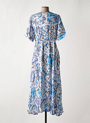 Robe longue manches courtes manches courtes bleu SURKANA femme