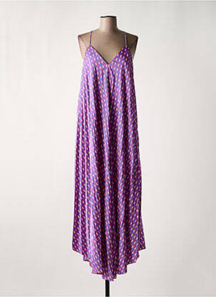 Robe longue imprimé fantaisie fines bretelles violet MAITE BY LOLA CASADEMUNT femme