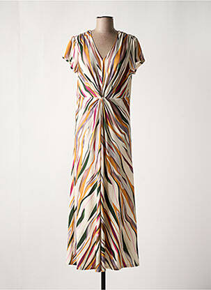 Robe longue manches courtes manches courtes beige K-DESIGN femme