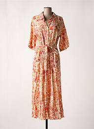 Robe longue imprimé fleurs manches 3/4 beige CREAM femme