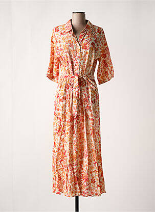 Robe longue imprimé fleurs manches 3/4 beige CREAM femme