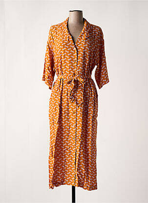 Robe longue imprimé fantaisie manches 3/4 jaune ZILCH femme
