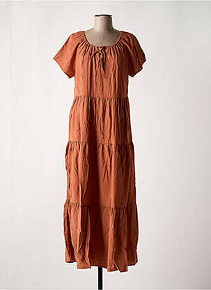 Robe longue manches courtes manches courtes marron CREAM femme