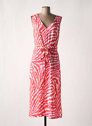 Robe longue imprimé fantaisie sans manche rouge SIGNATURE femme