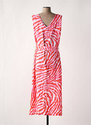 Robe longue imprimé fantaisie sans manche rouge SIGNATURE femme