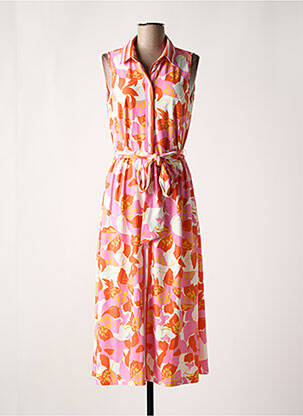 Robe longue imprimé fleurs sans manche orange K-DESIGN femme