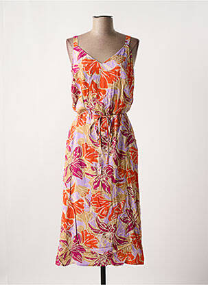 Robe longue imprimé fleurs fines bretelles violet SIGNATURE femme