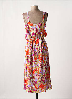 Robe longue imprimé fleurs fines bretelles violet SIGNATURE femme