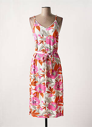 Robe mi-longue imprimé fleurs fines bretelles rose ZILCH femme