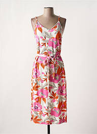 Robe mi-longue imprimé fleurs fines bretelles rose ZILCH femme