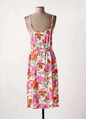 Robe mi-longue imprimé fleurs fines bretelles rose ZILCH femme