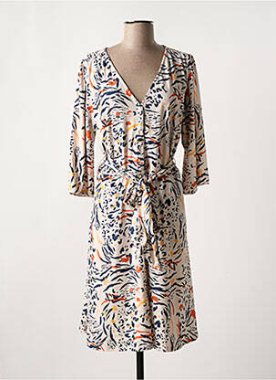 Robe mi-longue manches 3/4 manches 3/4 beige K-DESIGN femme
