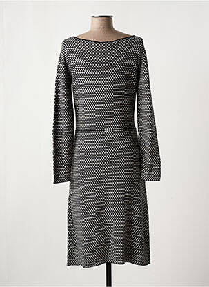 Robe mi-longue imprimé fantaisie manches longues noir ZILCH femme