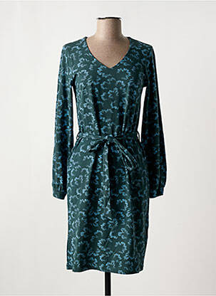 Robe mi-longue imprimé fantaisie manches longues vert ZILCH femme