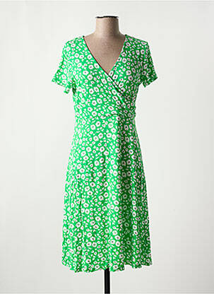 Robe mi-longue imprimé fleurs manches courtes vert SIGNATURE femme