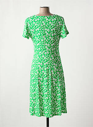 Robe mi-longue imprimé fleurs manches courtes vert SIGNATURE femme