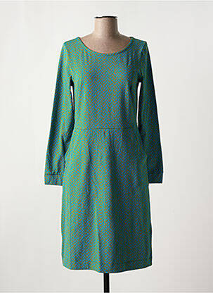Robe mi-longue imprimé fantaisie manches longues vert ZILCH femme
