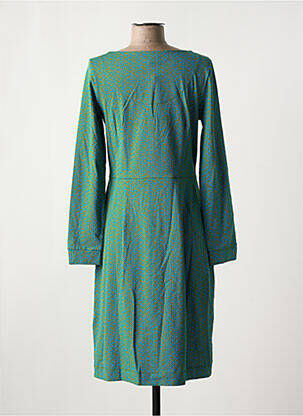 Robe mi-longue imprimé fantaisie manches longues vert ZILCH femme
