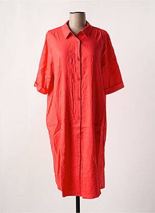 Robe mi-longue coupe fluide manches courtes rouge ZILCH femme