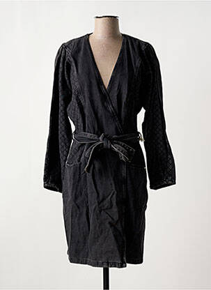 Robe mi-longue manches longues manches longues noir BSB femme