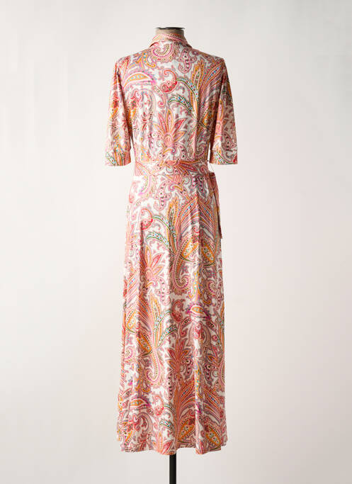 Robe longue imprimé fleurs manches courtes orange K-DESIGN femme
