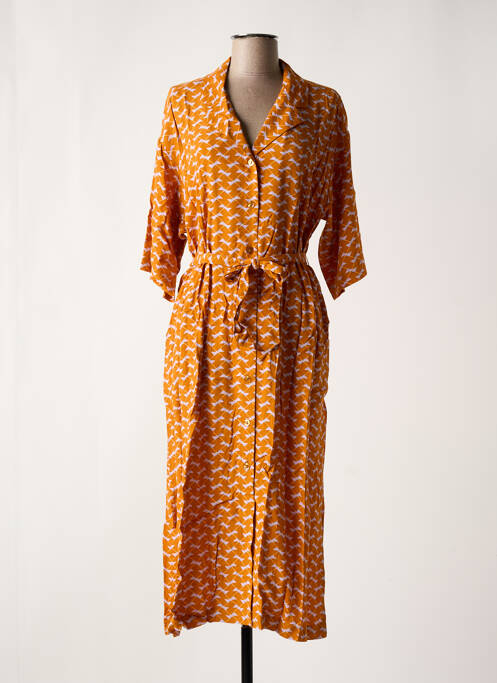 Robe longue imprimé fantaisie manches 3/4 jaune ZILCH femme