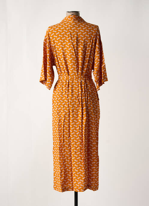 Robe longue imprimé fantaisie manches 3/4 jaune ZILCH femme
