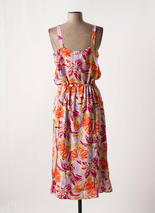 Robe longue imprimé fleurs fines bretelles violet SIGNATURE femme
