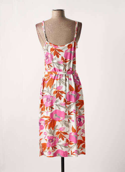 Robe mi-longue imprimé fleurs fines bretelles rose ZILCH femme