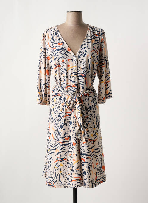 Robe mi-longue manches 3/4 manches 3/4 beige K-DESIGN femme