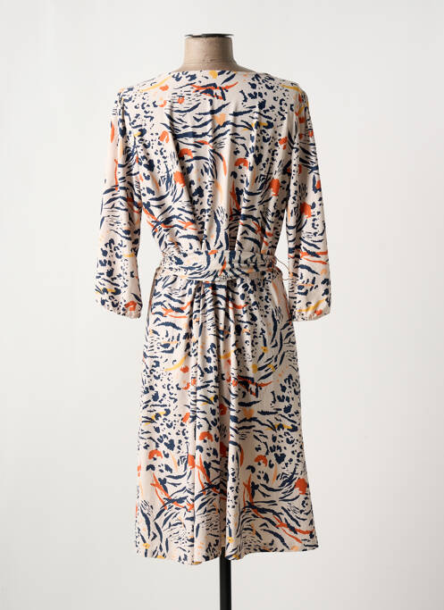 Robe mi-longue manches 3/4 manches 3/4 beige K-DESIGN femme