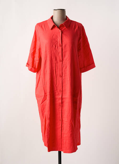 Robe mi-longue coupe fluide manches courtes rouge ZILCH femme