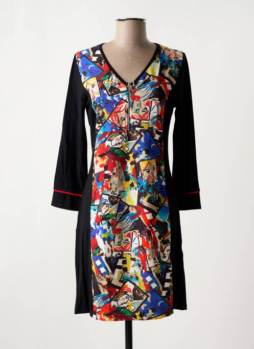 Robe courte manches longues manches longues noir MALOKA femme
