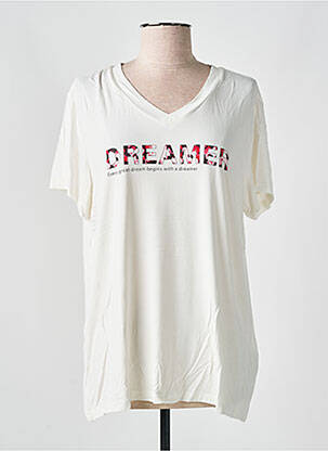 T-shirt coupe droite manches courtes beige KAFFE femme