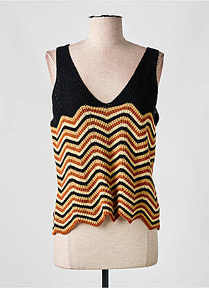 Pull coupe cintrée sans manche marron SURKANA femme