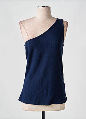 Débardeur tissage côtelé sans manche bleu CREAM femme