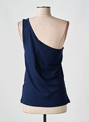 Débardeur tissage côtelé sans manche bleu CREAM femme