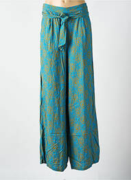 Pantalon large tissage popeline taille haute bleu ZILCH femme