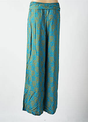 Pantalon large tissage popeline taille haute bleu ZILCH femme