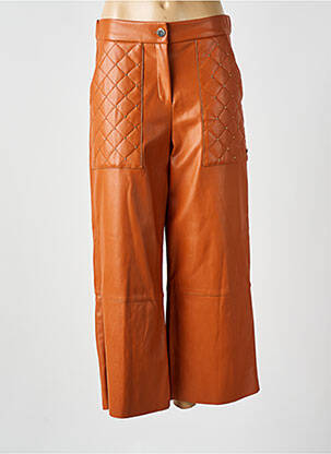 Pantalon large fermeture zippée sous rabat boutonné taille haute orange MAITE BY LOLA CASADEMUNT femme