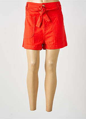Short fermeture zippée sous rabat boutonné taille normale rouge HAPPY femme