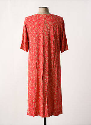 Robe mi-longue imprimé fantaisie manches courtes orange ZILCH femme