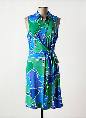 Robe mi-longue imprimé fantaisie sans manche bleu K-DESIGN femme