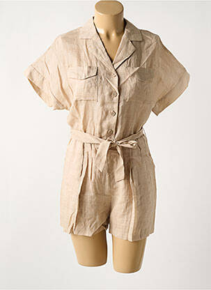 Combishort tissage crêpe manches courtes beige THE KORNER femme